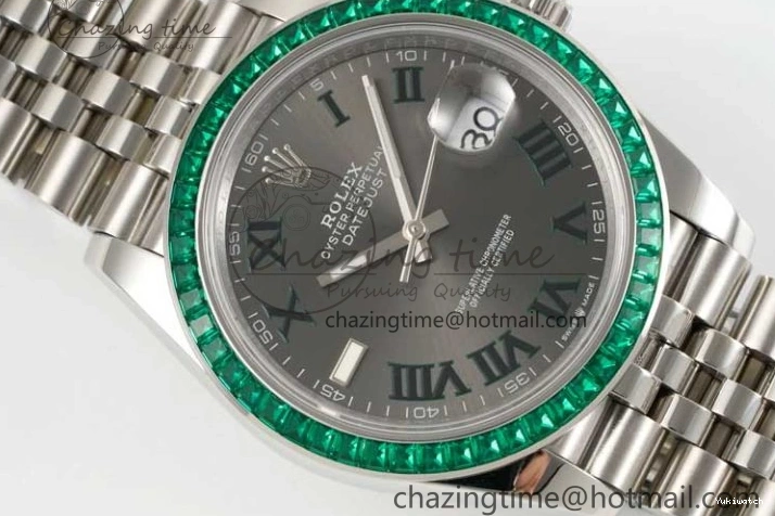 Marker Steel 41mm Diamonds on Arabic Best Dial Jubilee Gray 1:1 904L SA3235 Green Bracelet Bezel Edition DateJust DIWF 0329